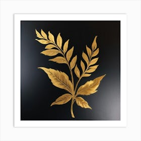 1000015005 black and gold leaf art print Art Print