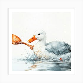 Duck With Spoon Art Print