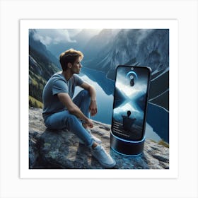 Man Looking At A Phone 1 Art Print