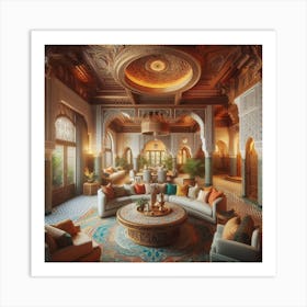 The dining hall in the middle of a traditional Moroccan house 9 Art Print