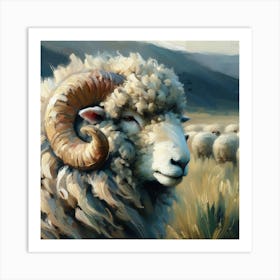 Merino Ram Art Print