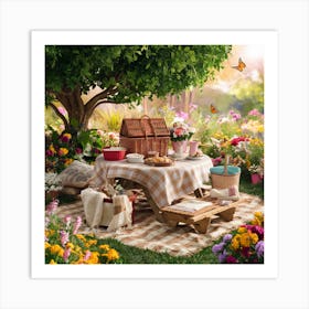 Summer Picnic With Flowers (2) Art Print