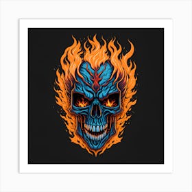 Skull In Flames Art Print