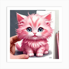 Cute Pink Kitten Art Print