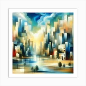 Abstract Cityscape Painting Art Print