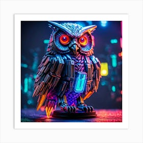 Cyberpunk, Wise old Neon Owl 1 Art Print