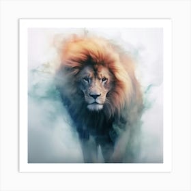 Lion Watercolor Art Print