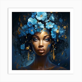 Blue Flower Girl 2 Art Print