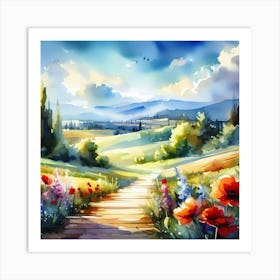 Watercolor Landscape Painting 50 Art Print