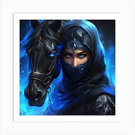 Muslim Woman With Horse Art Print