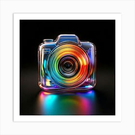 Firefly Camera, Icon, 3d, Abstract, Glass, High Resolution, Iridescent, Reflections, Light, Vibrant, (10) Art Print