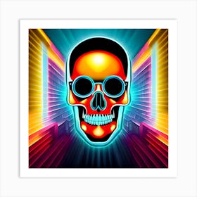 Neon Skull 1 Art Print