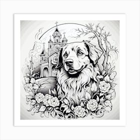 Dog In A Castle 1 Art Print