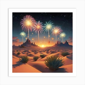 Fireworks In The Desert Art Print