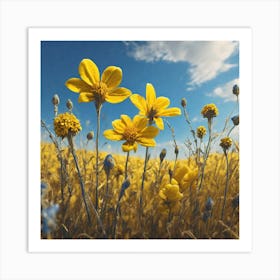 Yellow Flowers In A Field 51 Art Print