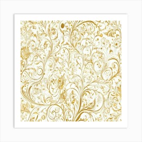 Gold Floral Wallpaper Art Print