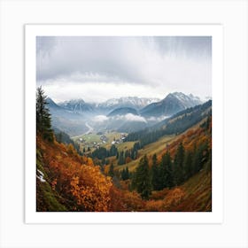 Autumn Landscape Panorama Tatra Mountains Embracing The Gentle Hues Of Fall Trees Awash With Orang (5) Art Print