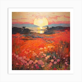 Sunset Over Poppies Art Print