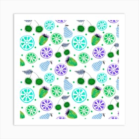 Periwinkle Green Fruit Bowl Art Print