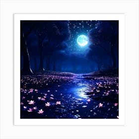 Moonlight In The Forest Art Print