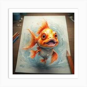 Goldfish Drawing Art Print