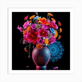 Colorful Flowers In A Vase 42 Art Print