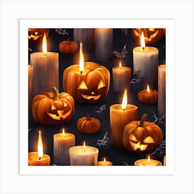 Halloween Pumpkins Seamless Pattern Art Print