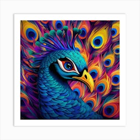 Colorful Peacock 3 Art Print