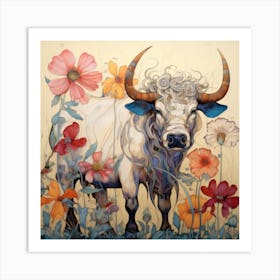 Bull In The Meadow Art Print