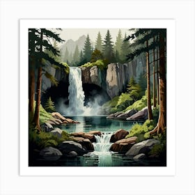 Waterfall In The Forest 1 Art Print