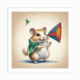 Hamster With Kite 1 Art Print