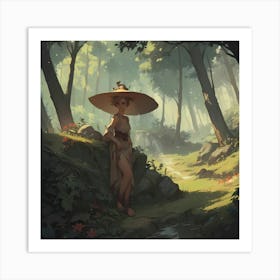 Asian Girl In The Forest Art Print