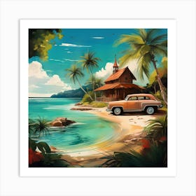 Car On The Beach Art Print