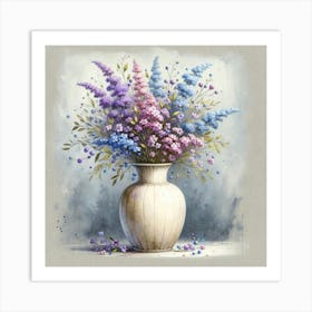 Purple Flowers In A Vase 1 Art Print
