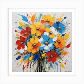 Flowers In A Vase  Abstract Painting Art Print