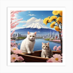 Cat In A Boat 6 Art Print