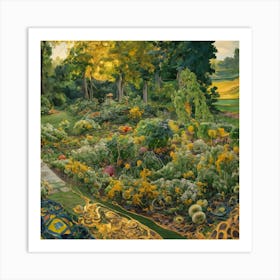 Gustav Klimt Style Farm Garden 27 Art Print