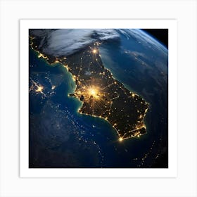 Earth At Night 8 Art Print