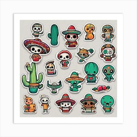 Day Of The Dead Stickers 2 Art Print