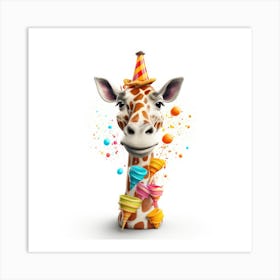 Birthday Giraffe 3 Art Print