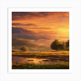 Sunset In The Countryside 1 Art Print