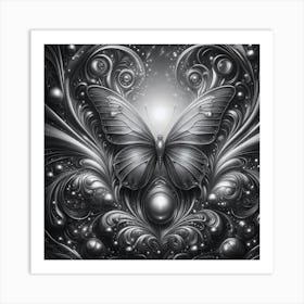 Butterfly In Black And White 8 Art Print