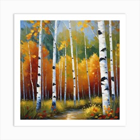 Birch Trees In Autumn 2 Art Print