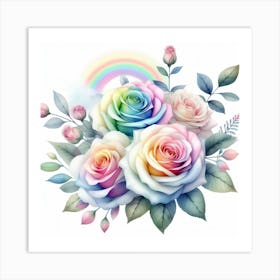 Rainbow roses 1 Art Print