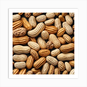 Peanuts On A Black Background 2 Art Print