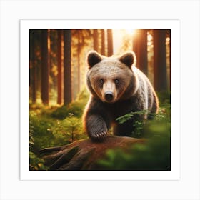 Brown Bear In The Forest Art Print