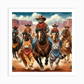 Cowboy Cats 2 Art Print