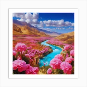 Pink Flowers In The Valley Art Print