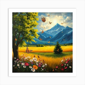 Butterflies In The Meadow 3 Art Print