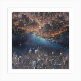 Cityscape At Night Art Print